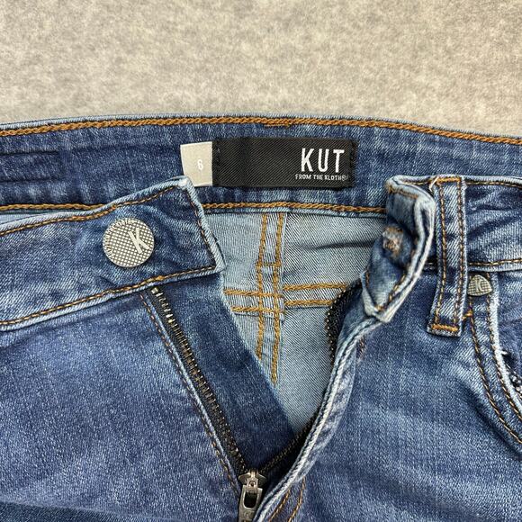 Kut From The Kloth Diana Skinny Jeans WMN 6 Blue Medium Wash Mid Rise Distressed - Picture 2 of 10